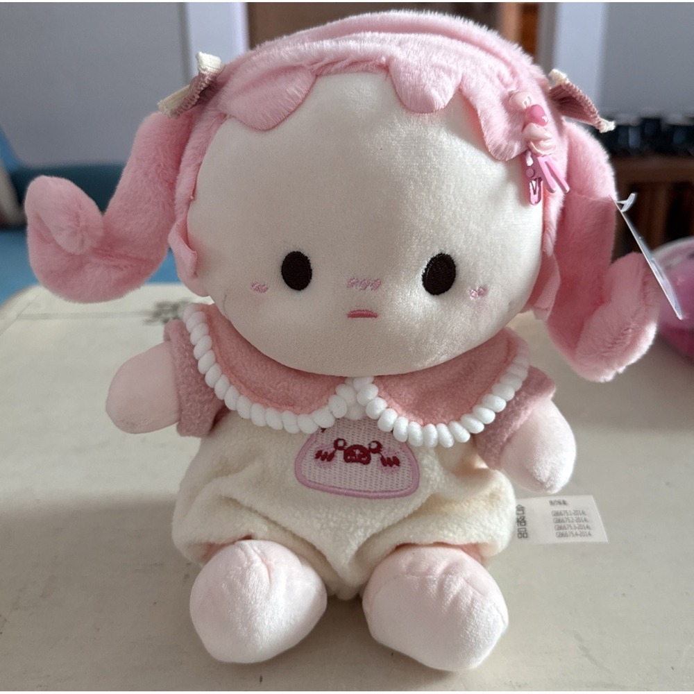 Plush Doll Japan Pink Ivory Ribbons Soft 8 Inch Plush New Tags
